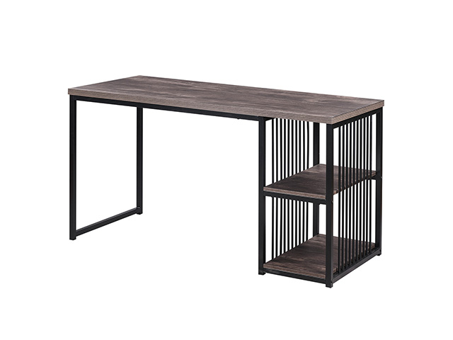 Home Office Computer Desk, 55 Inch Writing Desk with 2 Storage Shelves on Left or Right, Stable Metal Frame, Easy Assembly,Brown,GT52