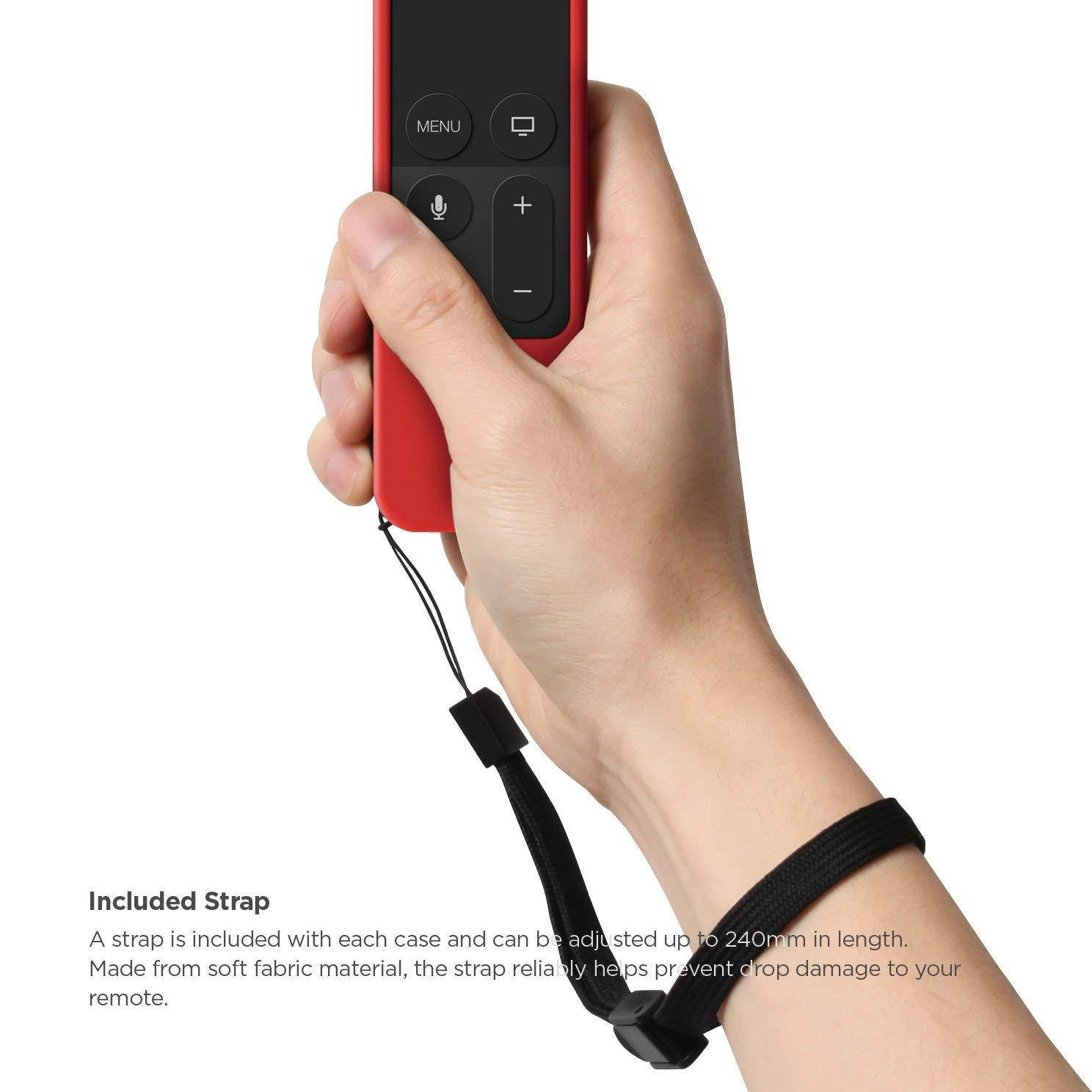 elago R1 Intelli Case [Red]-[Magnet Technology][Anti-Slip][Lanyard Included][Heavy Shock Absorption] for Apple TV Siri Remote 4K / 4th Generation