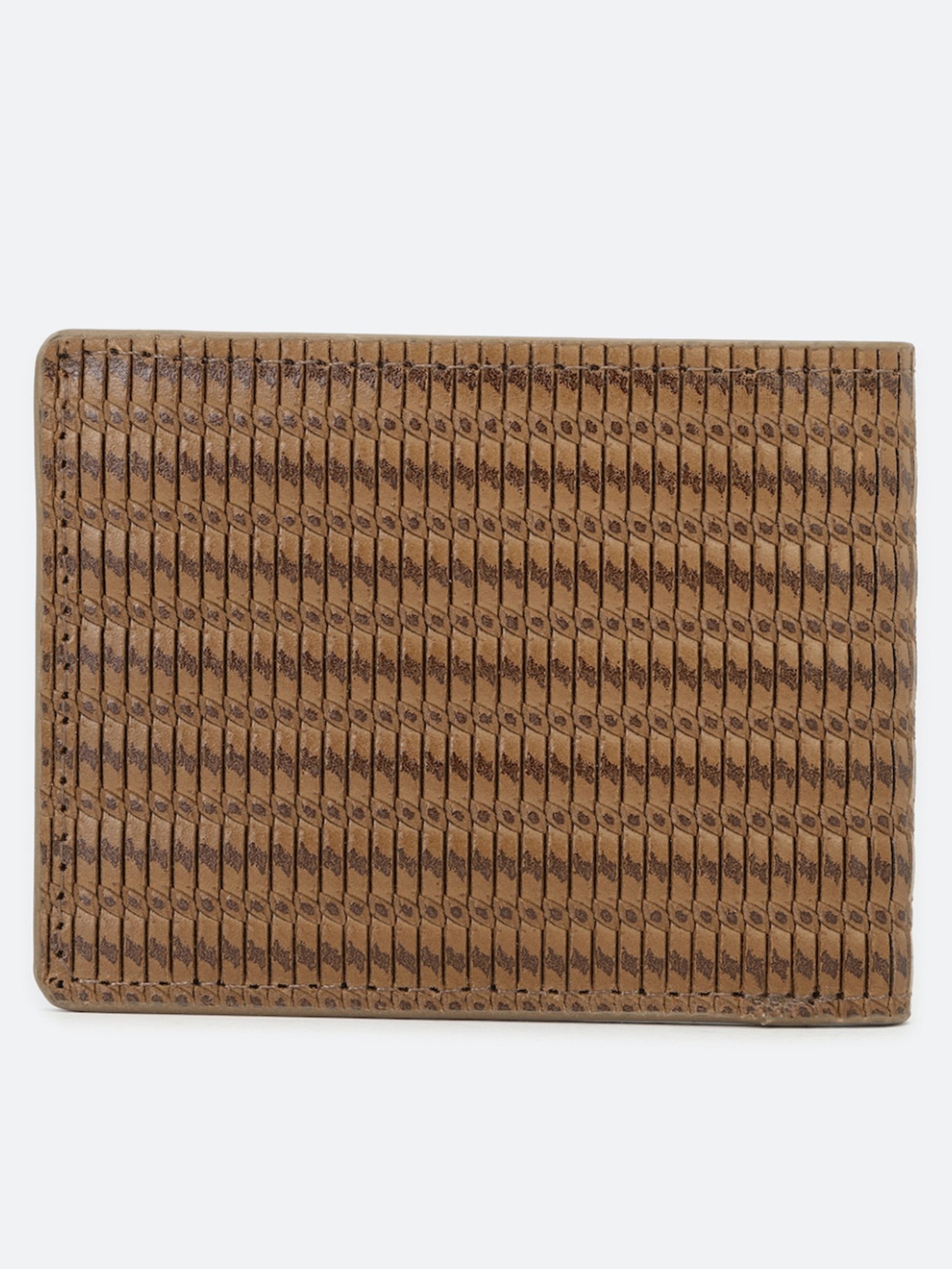 Louis Philippe Brown Leather Textured Bi-Fold Wallet