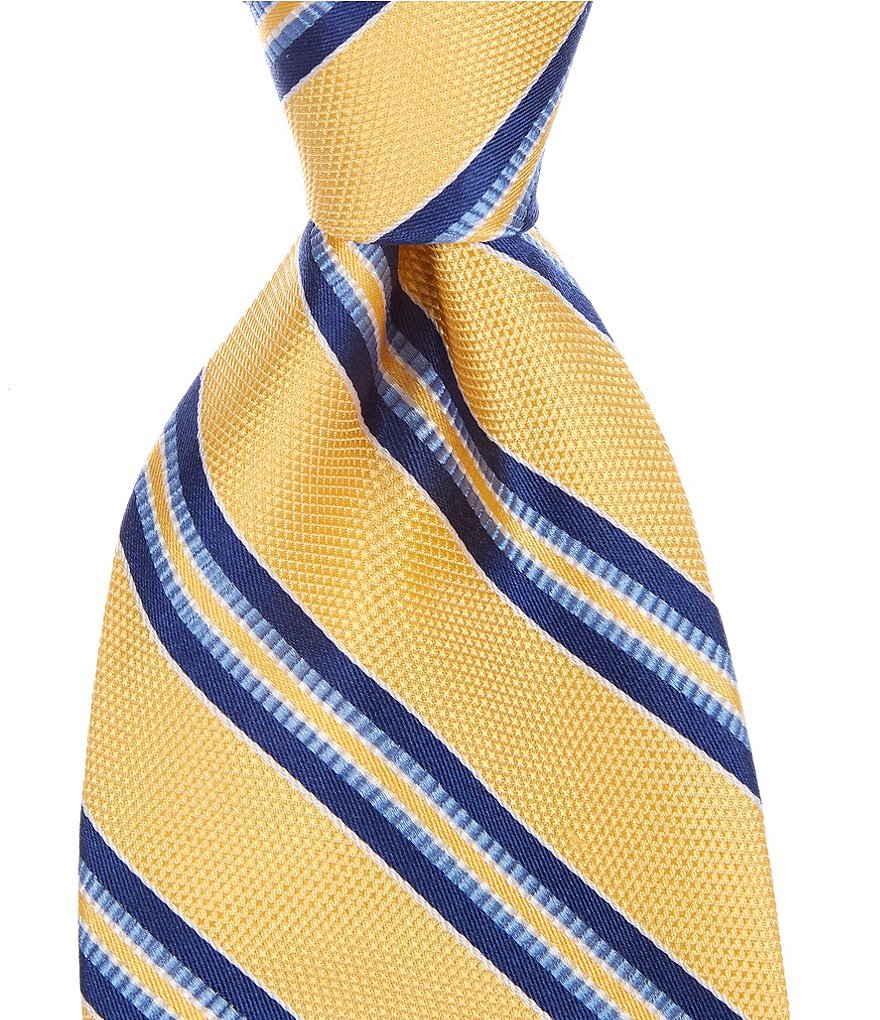 Roundtree & Yorke Big & Tall Johnson Stripe 3 3/8#double; Silk Tie