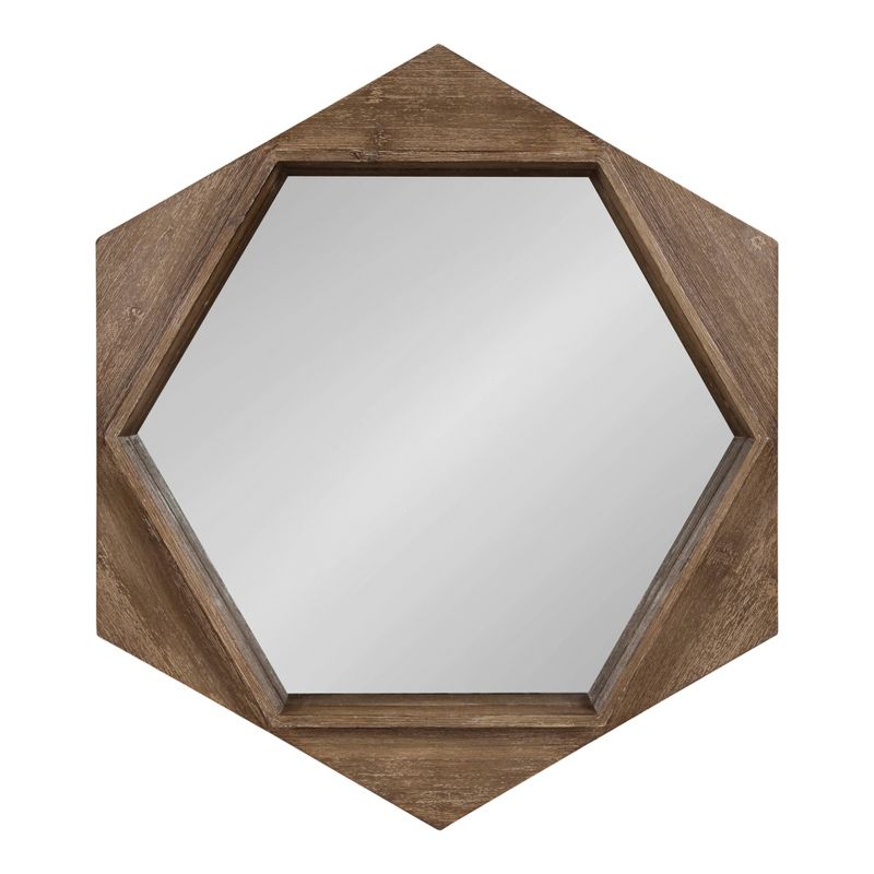 30" Yandel Hexagon Wooden Wall Mirror Brown - Kate and Laurel