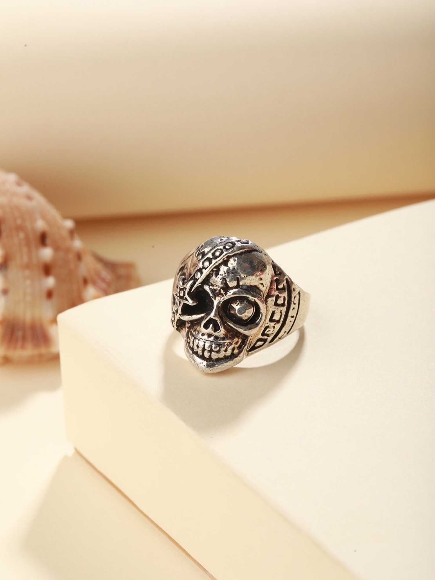 Bold by Priyaasi Happy Skull Black Casual Ring for Men