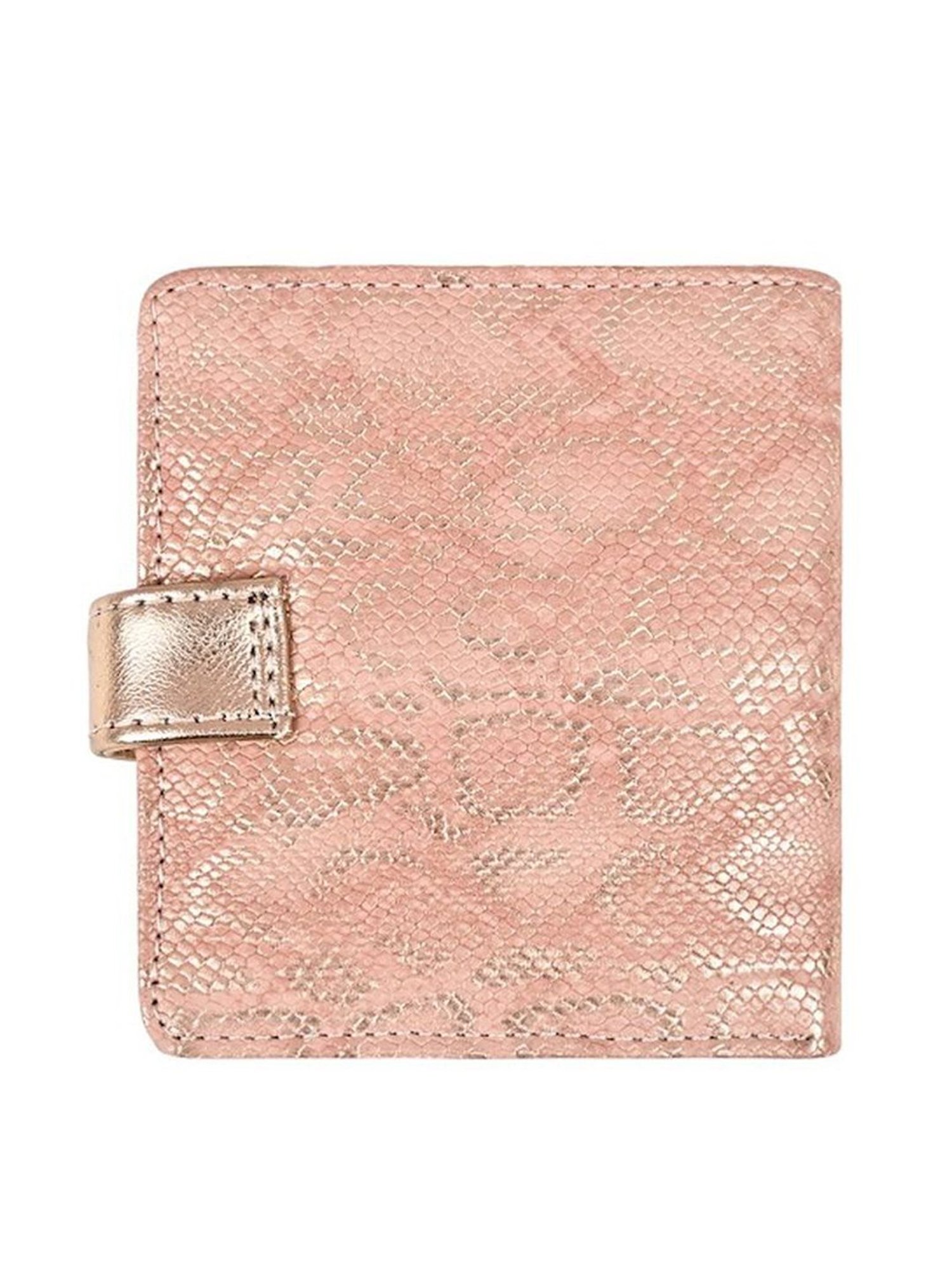 THE HOLISTIK Shimmer Pink Textured Rfid Bi-Fold Wallet for Women