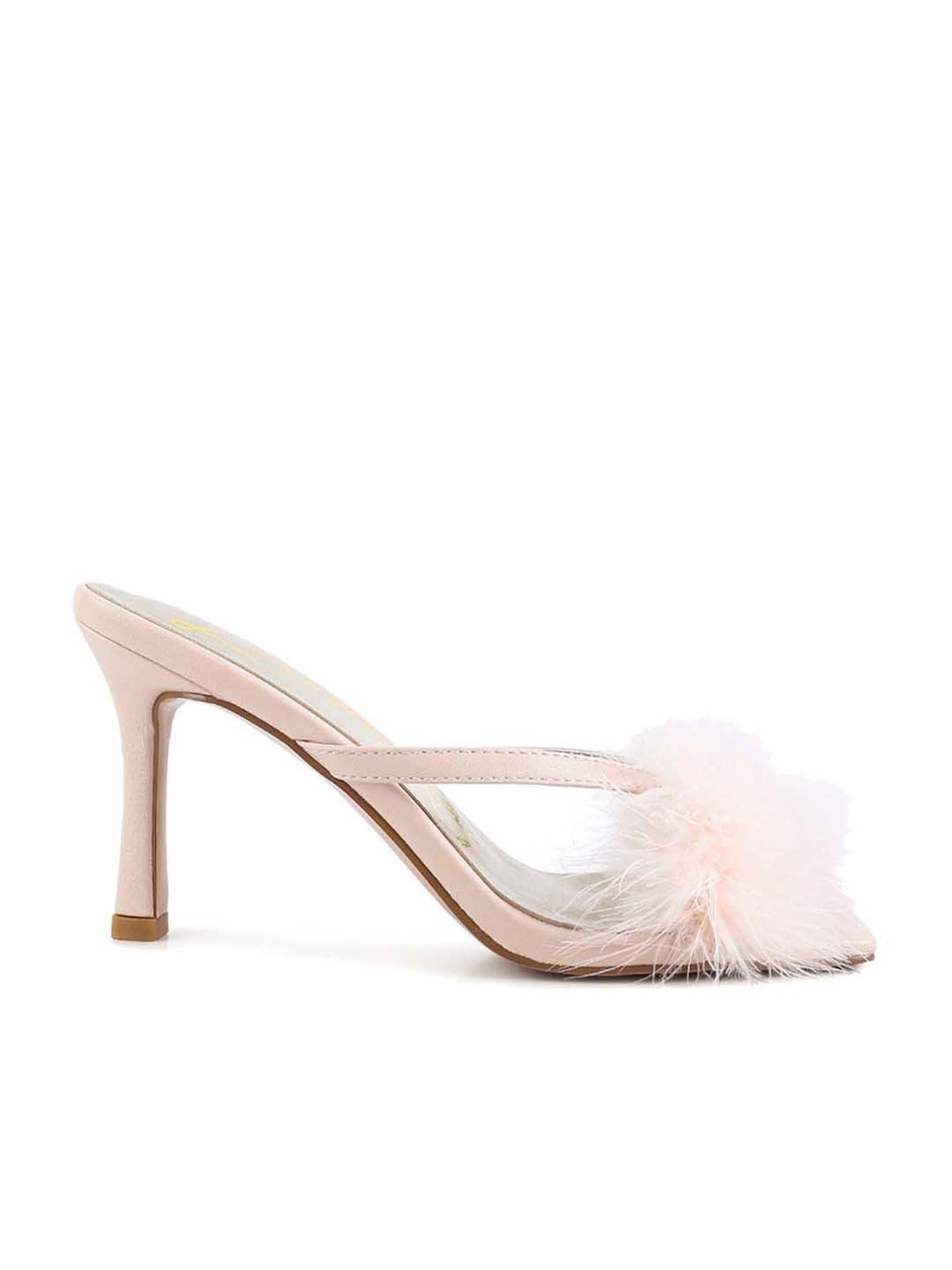 London Rag Women's Feather Detail Beige Stilettos