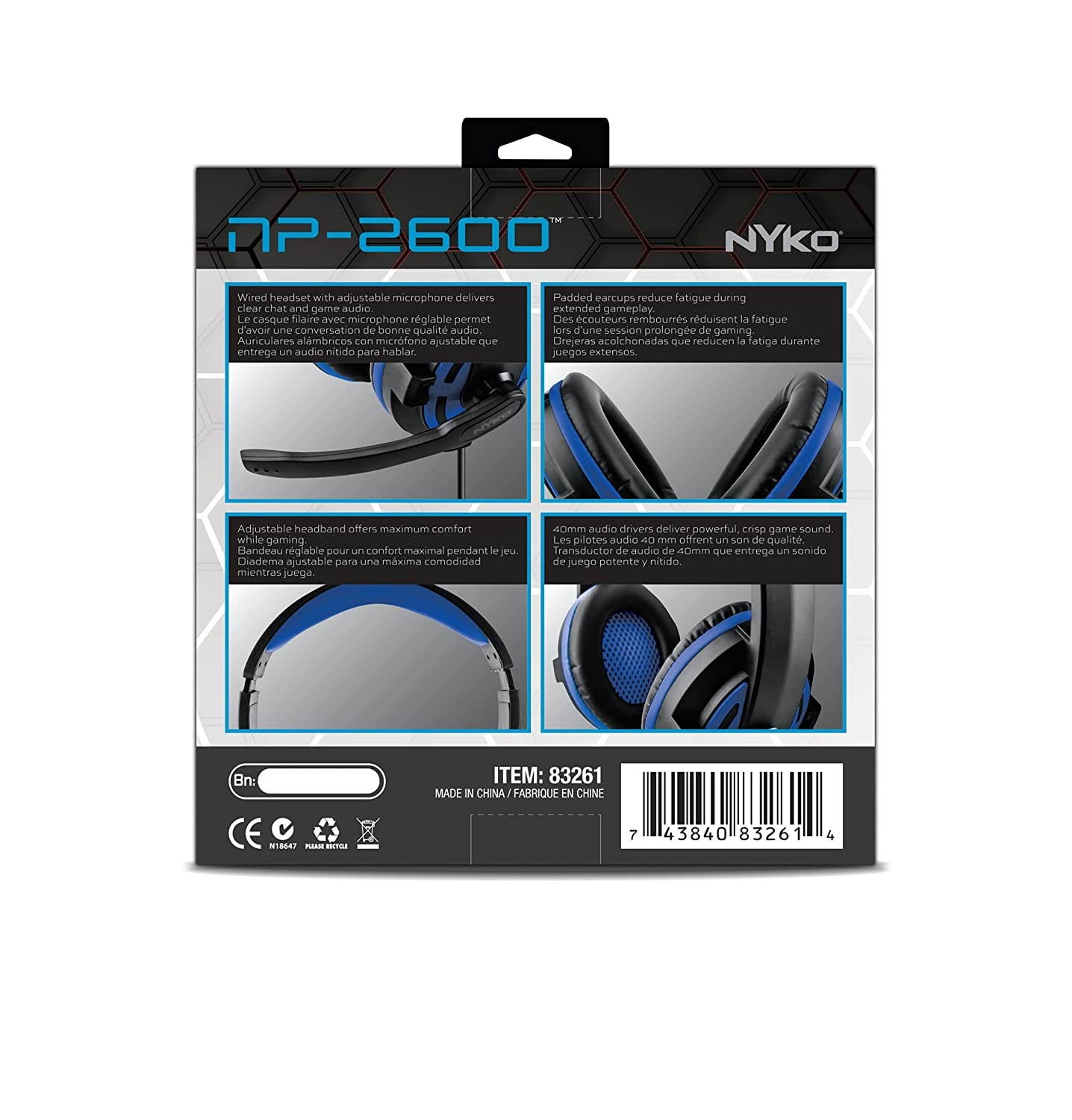Nyko Np-2600 Wired Headset for PlayStation 4 - Lightweight Blue Headset Designed for PS4, PS5, Xb1, Xbsx, Switch and PC - PlayStation 4