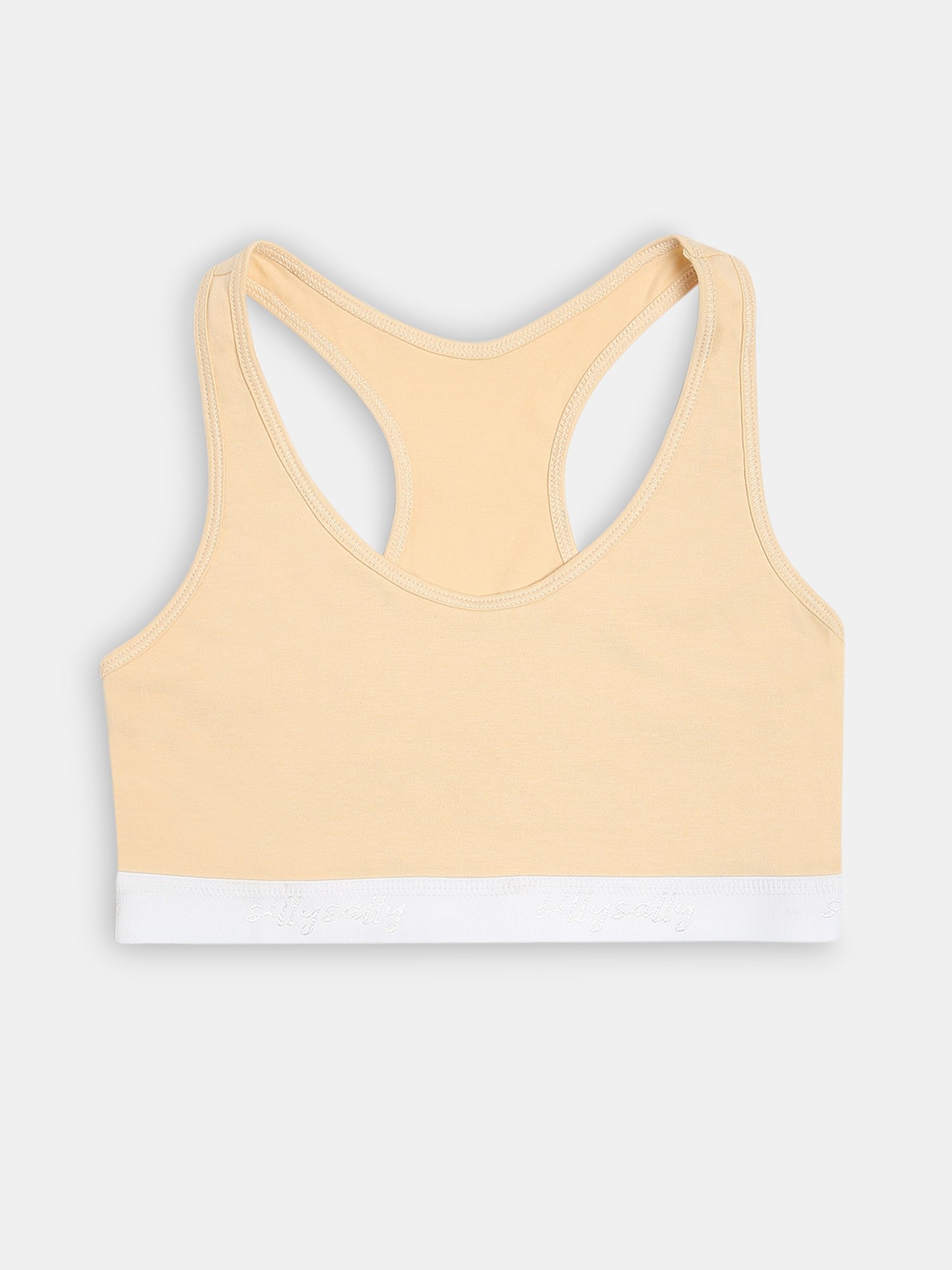 Sillysally Kids Solid Beige & Grey Bra (Pack Of 2)