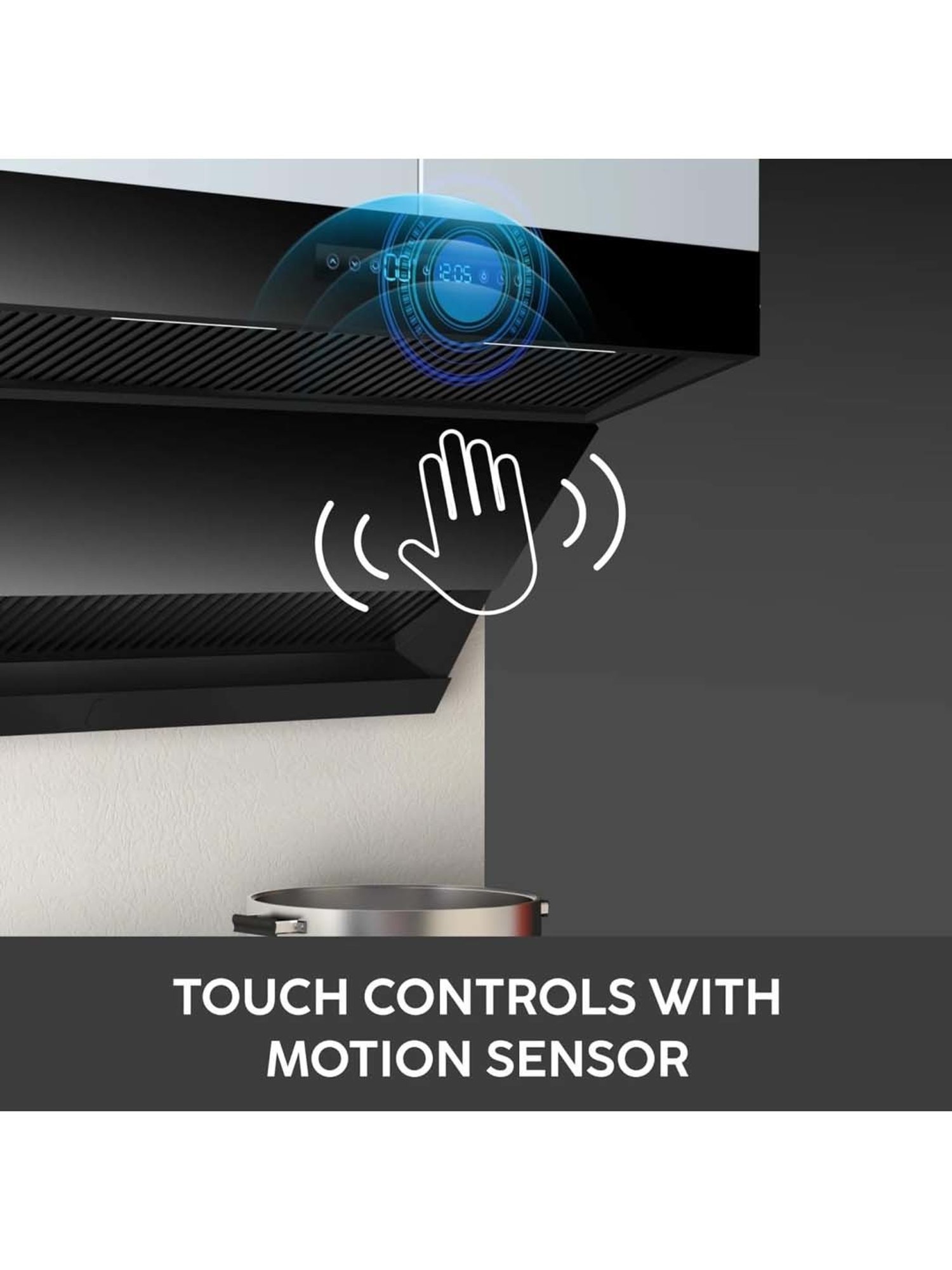 Glen CH6076AC60 1400CMH 60cm Wall Mounted Chimney (Black)