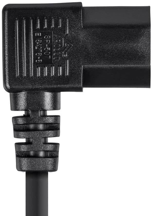Monoprice 6ft 14AWG Right Angle Power Cord Cable w/ 3 Conductor PC Power Connector Socket (C13/5-15P) - Black
