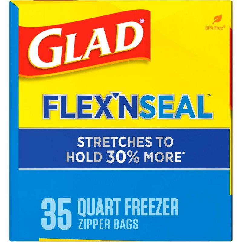 Glad Flex'N Seal + Freezer Storage Plastic Bags - 1 Quart 35ct