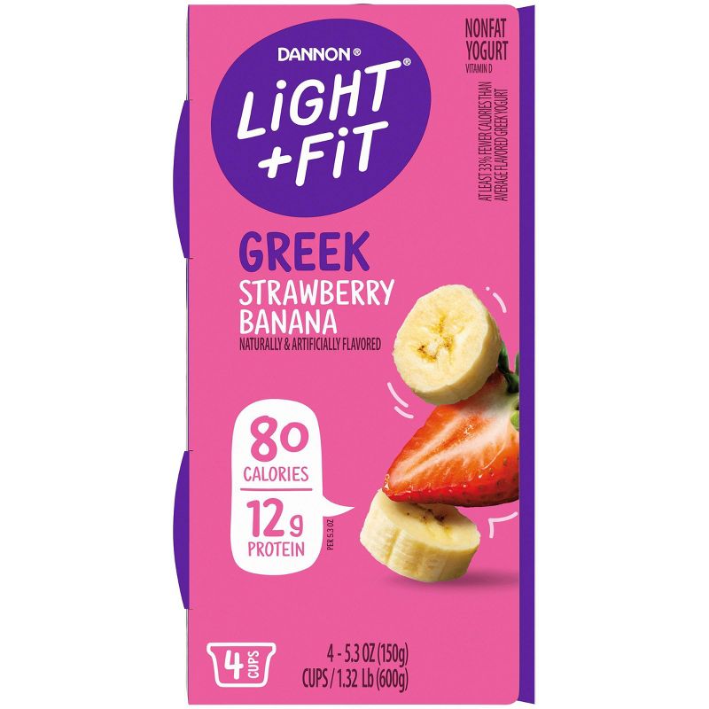 Dannon Light and Fit Strawberry Banana Flavored Greek Yogurt - 4ct/5.3oz