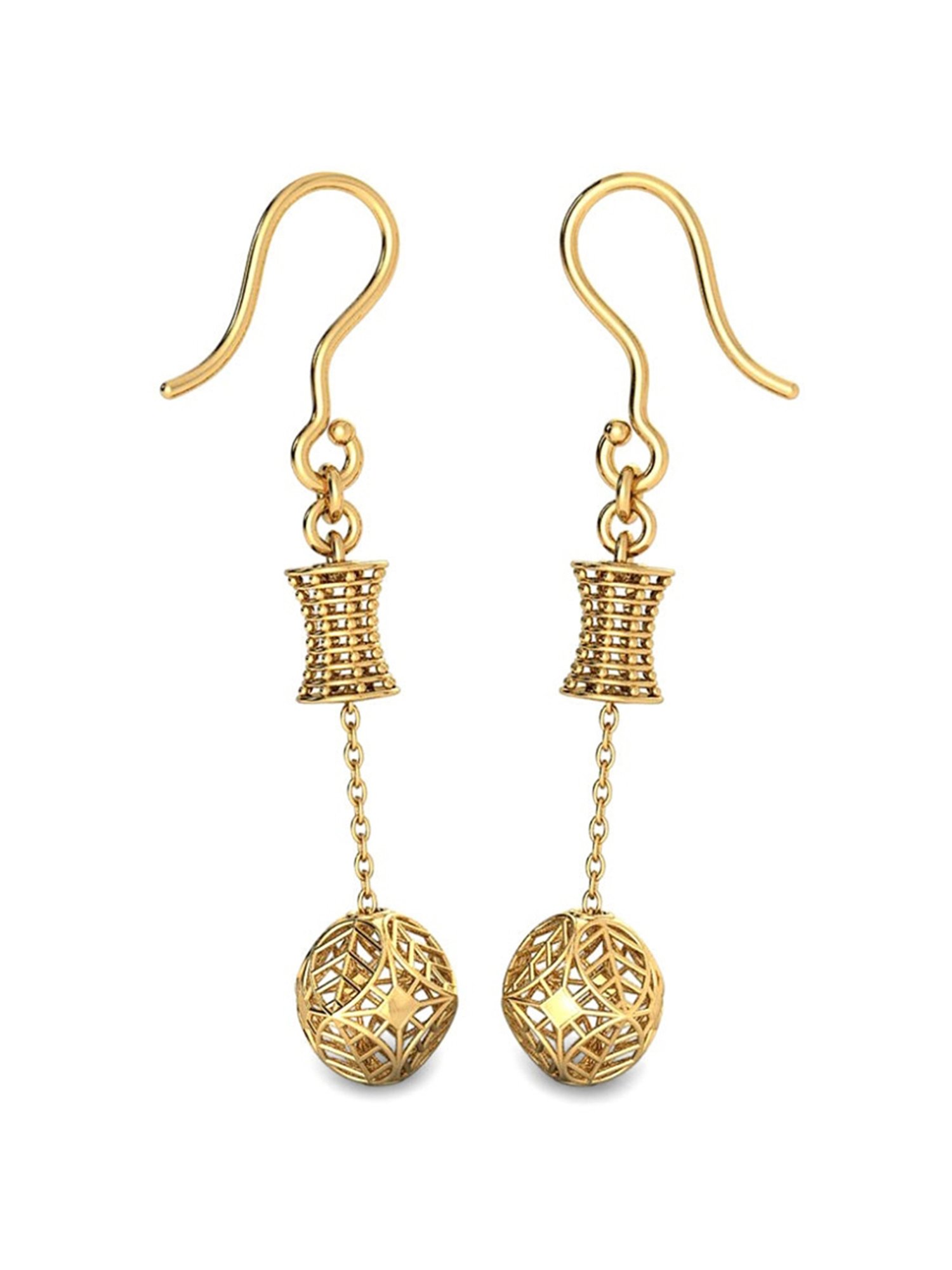 Candere by Kalyan Jewellers Peacock Collection 18k Yellow Gold Dangler Earrings for Women