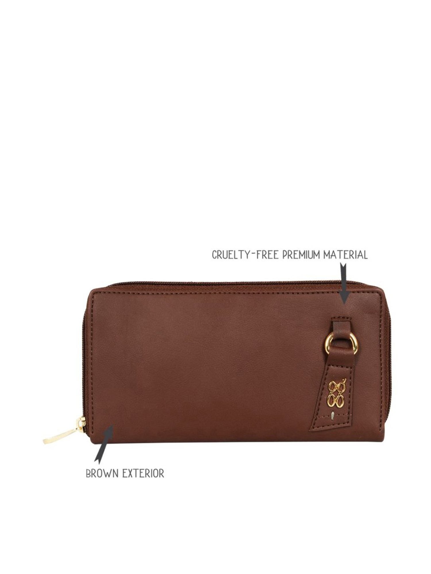 Baggit Brown Solid Zip Around Wallet for Women