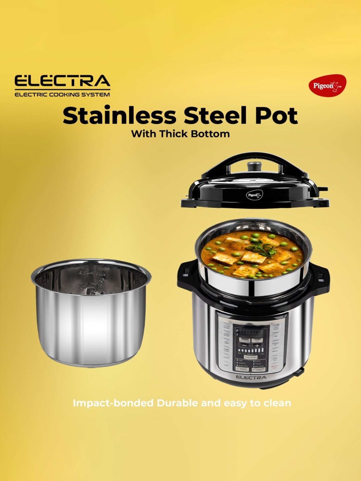 Pigeon Air Fryer 1200W, 6L with Touch Control & 8 Pre-Set Menu (Black)