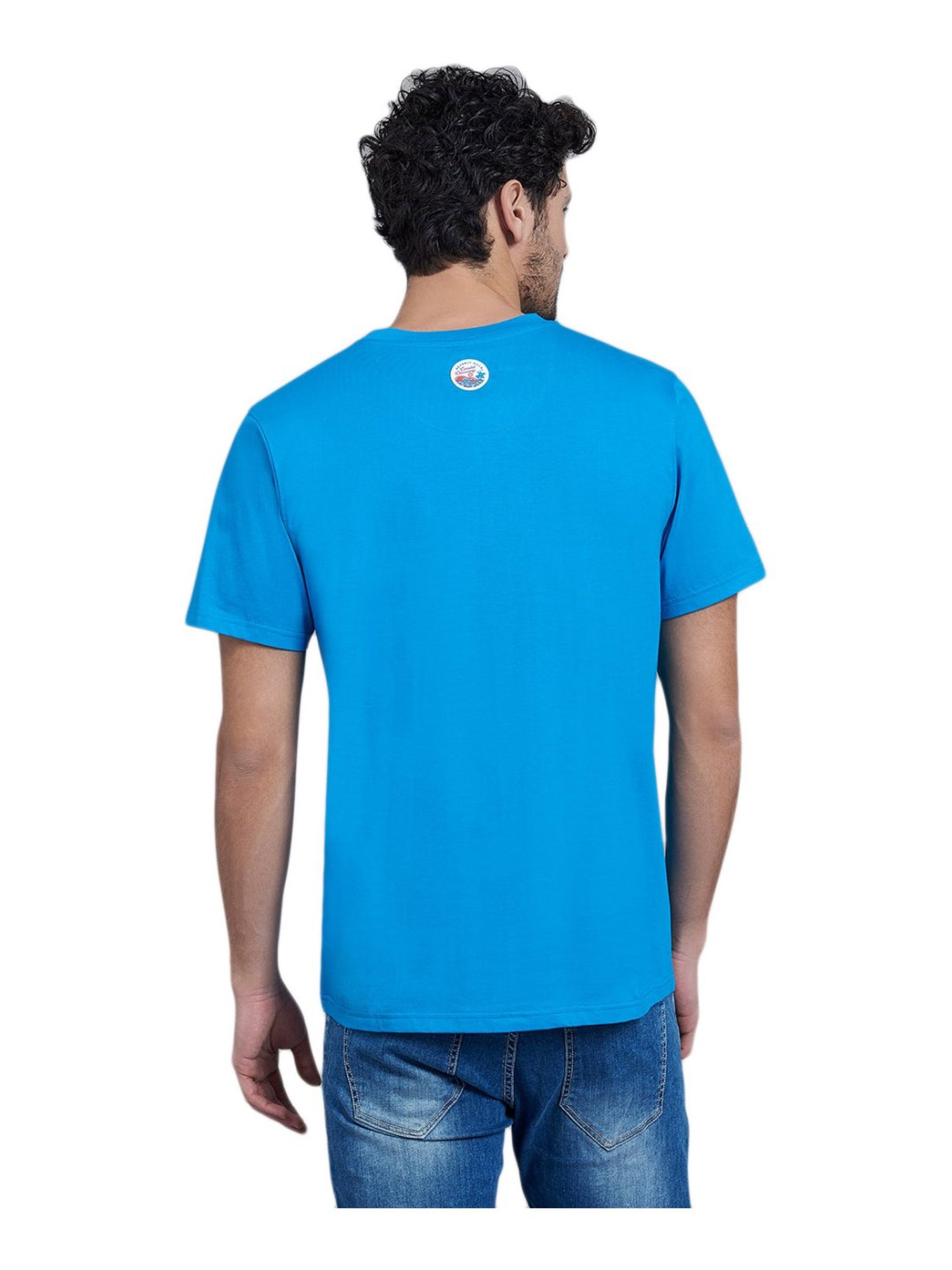 Beverly Hills Polo Club Blue Cotton Regular Fit Printed T-Shirt