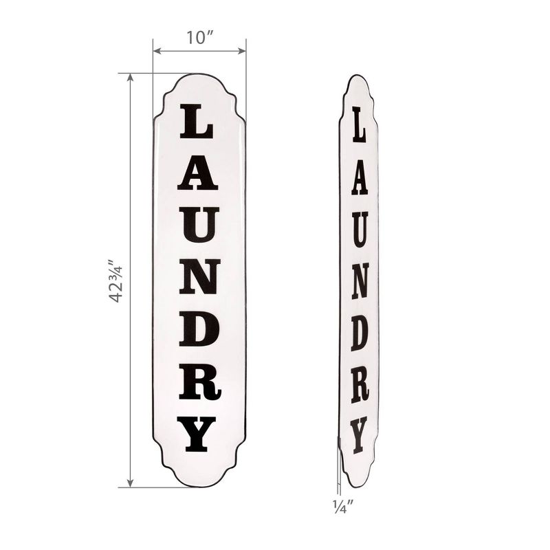 42.75" Vertical Hand Painted Laundry Tin Enamel Wall Sign Off White - Patton Wall Décor