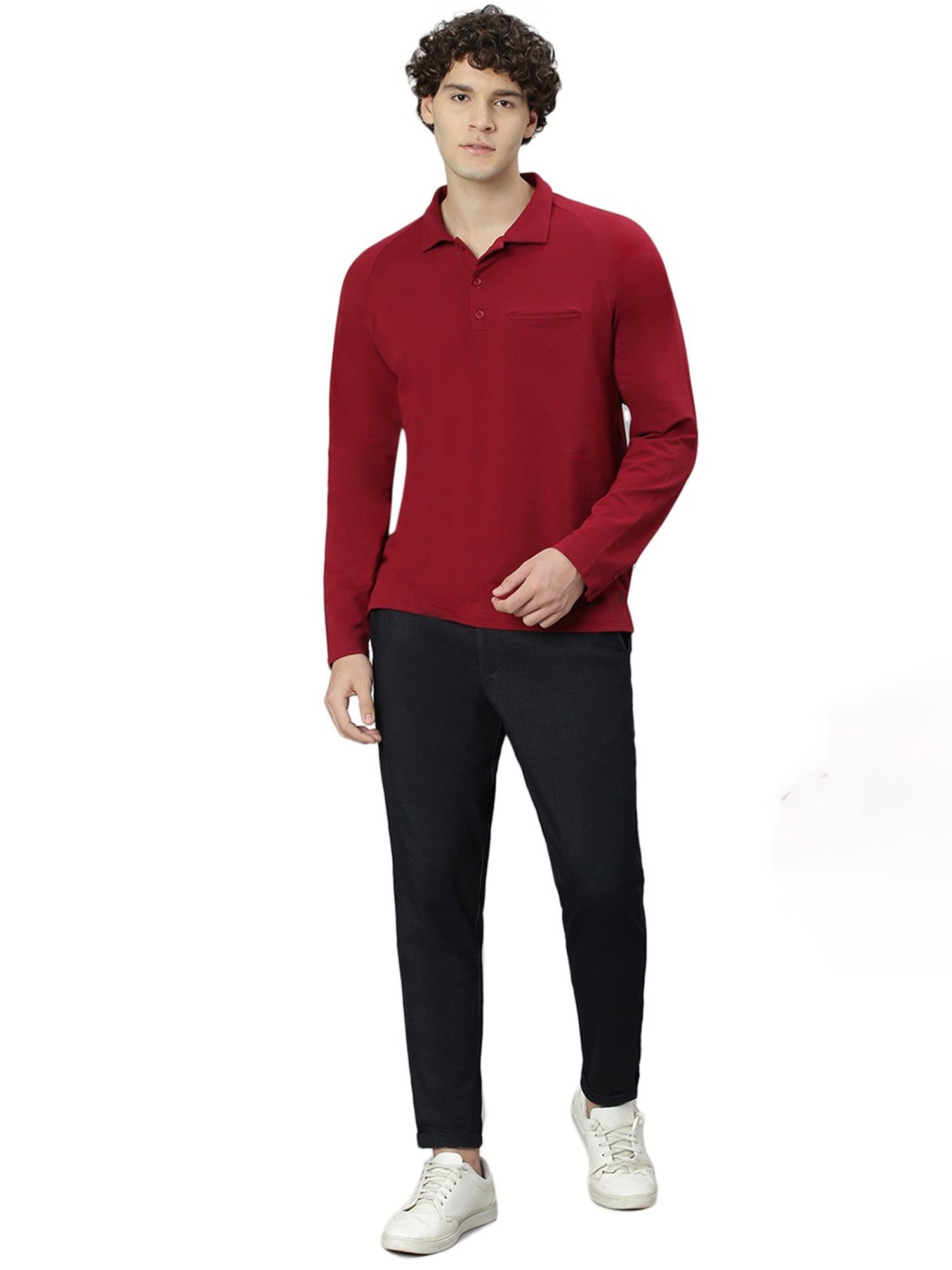 Slowave Maroon Regular Fit Polo T-Shirt