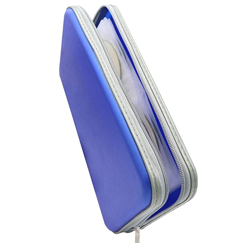 CD Case 80 Capacity DVD Storage DVD Case Holder VCD Wallet Organizer Protective Hard Plastic Portable Case Cover Blue