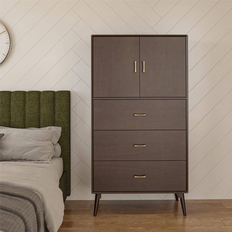 Brittany Tall 3 Drawer Dresser Walnut - Novogratz