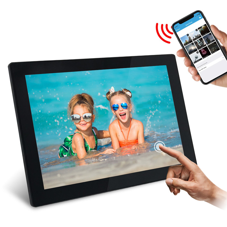 TakeIt WiFi Digital Picture Frame 10.1 inch Digital Photo Video Cloud Frame 16GB HD 1080P 800x1280 IPS LCD Touch Screen Auto-Rotate Adjustable Brightness Black