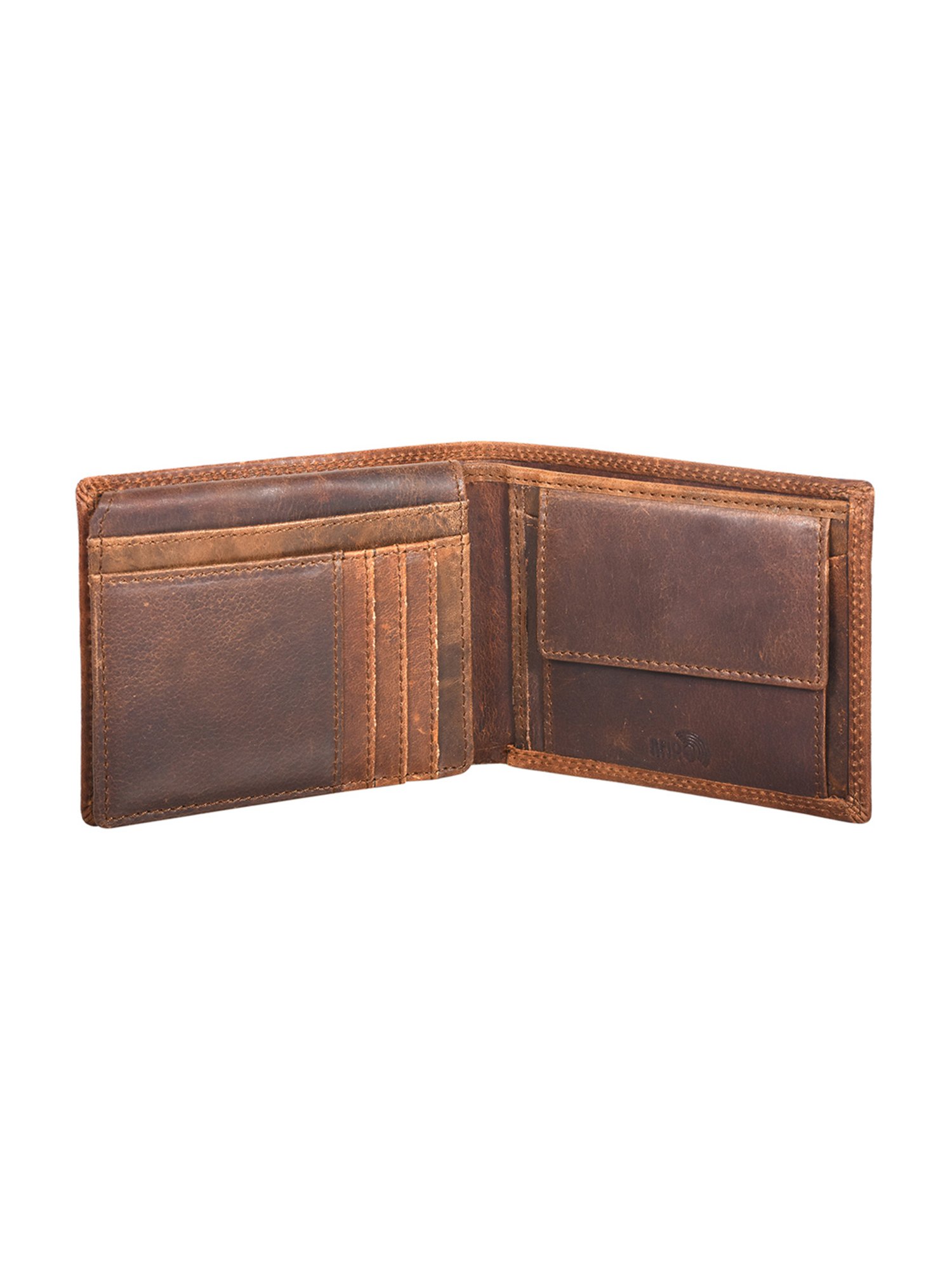 SASSORA Brown ARLO Textured Small Leather Bi-Fold Wallet