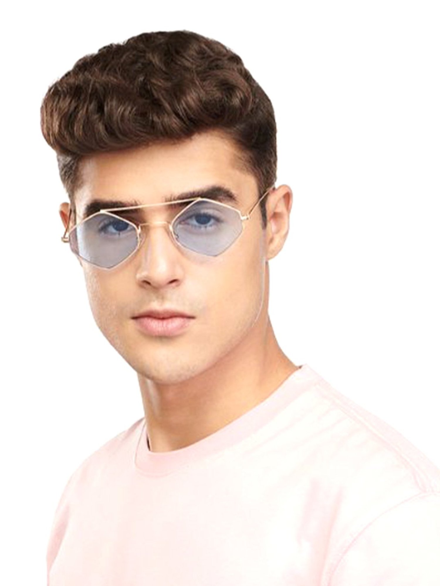 OJOS Blue Geometric Polarised and UV Protected Lens Unisex Sunglasses