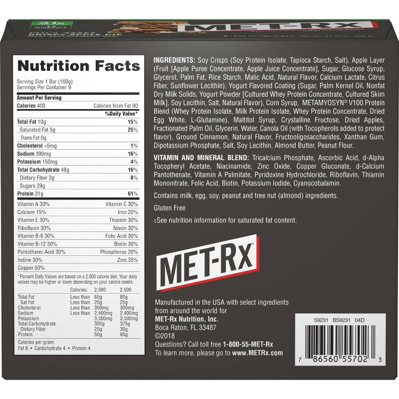 MET-Rx Big 100 Meal Replacement Bar - Crispy Apple Pie - 9ct