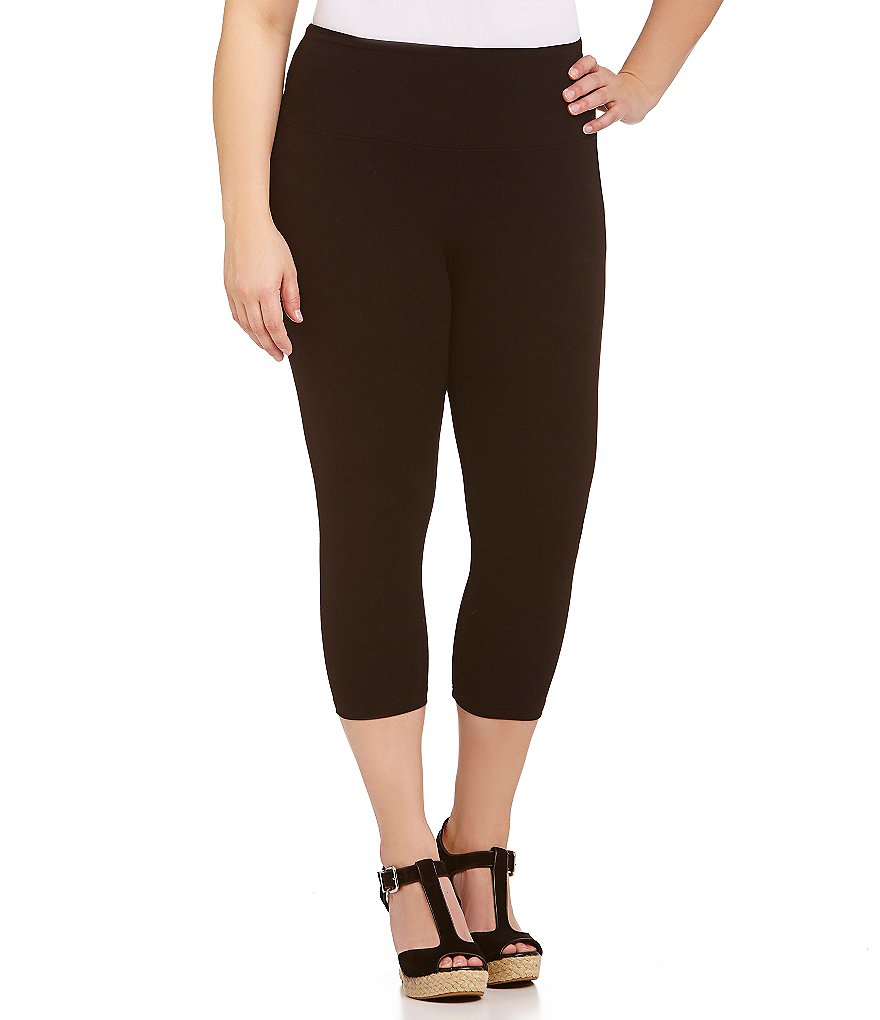 Intro Plus Size Solid Double Knit Tummy Control Leggings