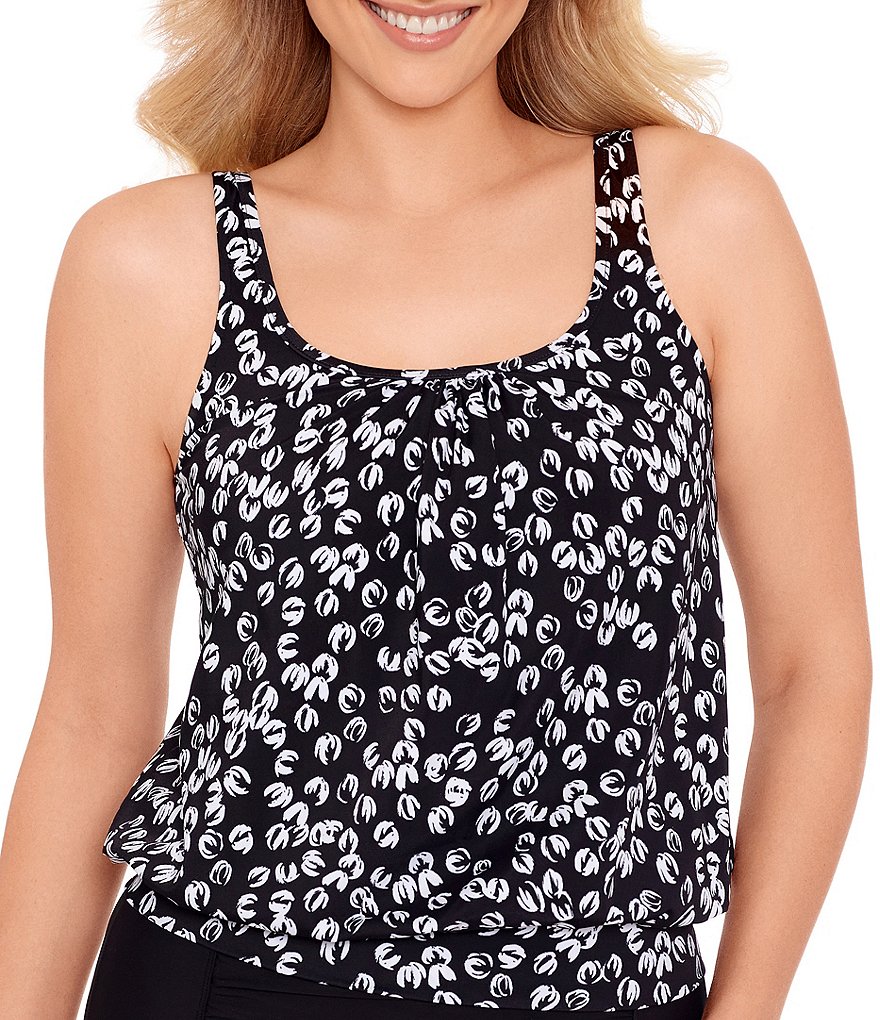 Antonio Melani Solid Belted High Neck Tankini Swim Top