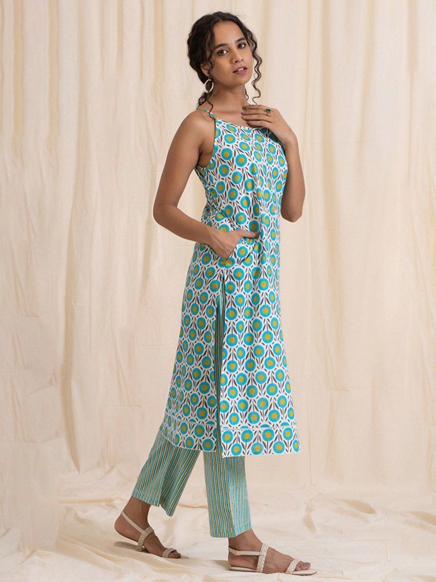 Akiso Aloha Blue Green Easy Peasy Kurta