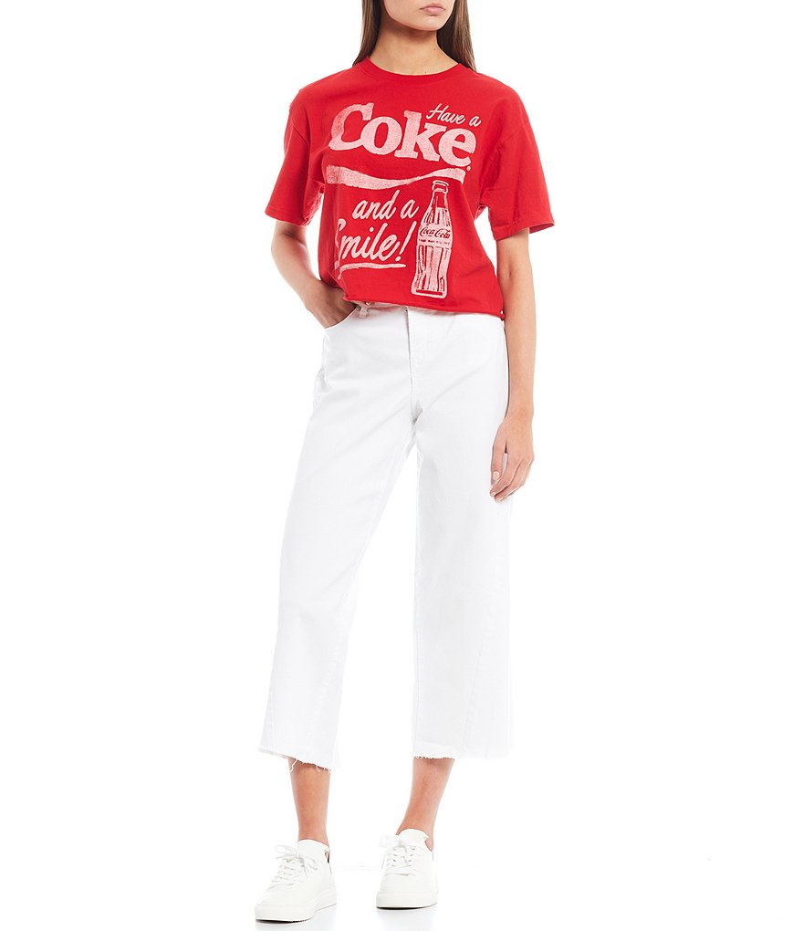 YMI Jeanswear High Rise Cropped Frayed Wide Leg Jeans