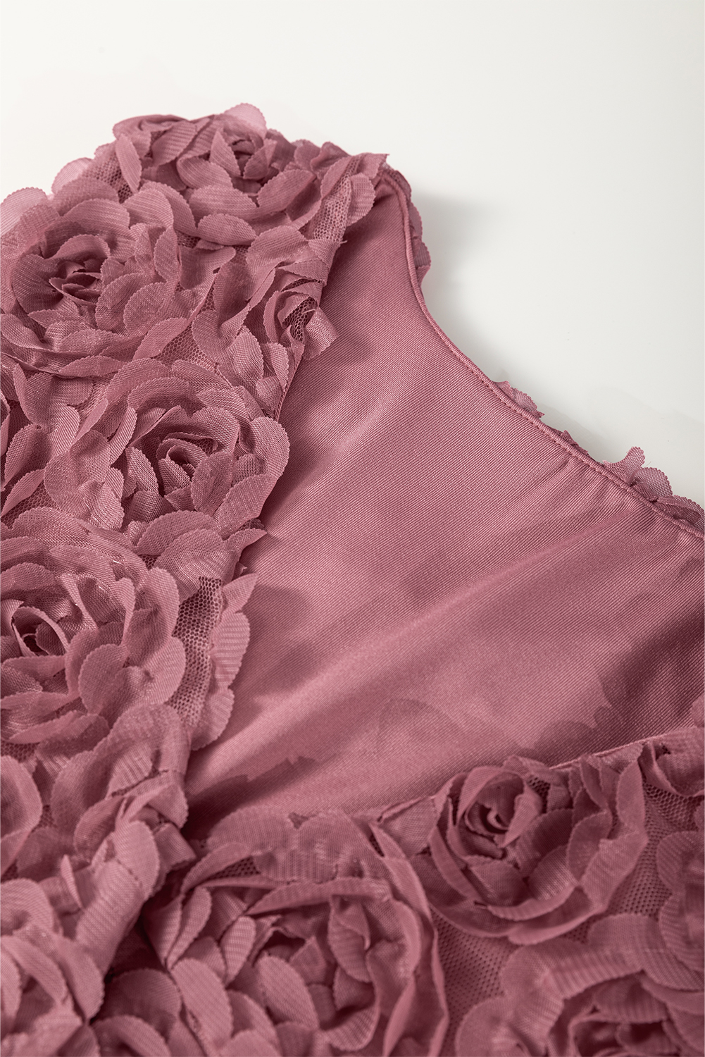 Rose Red Rhinestone Mesh Long Sleeve Bodysuit