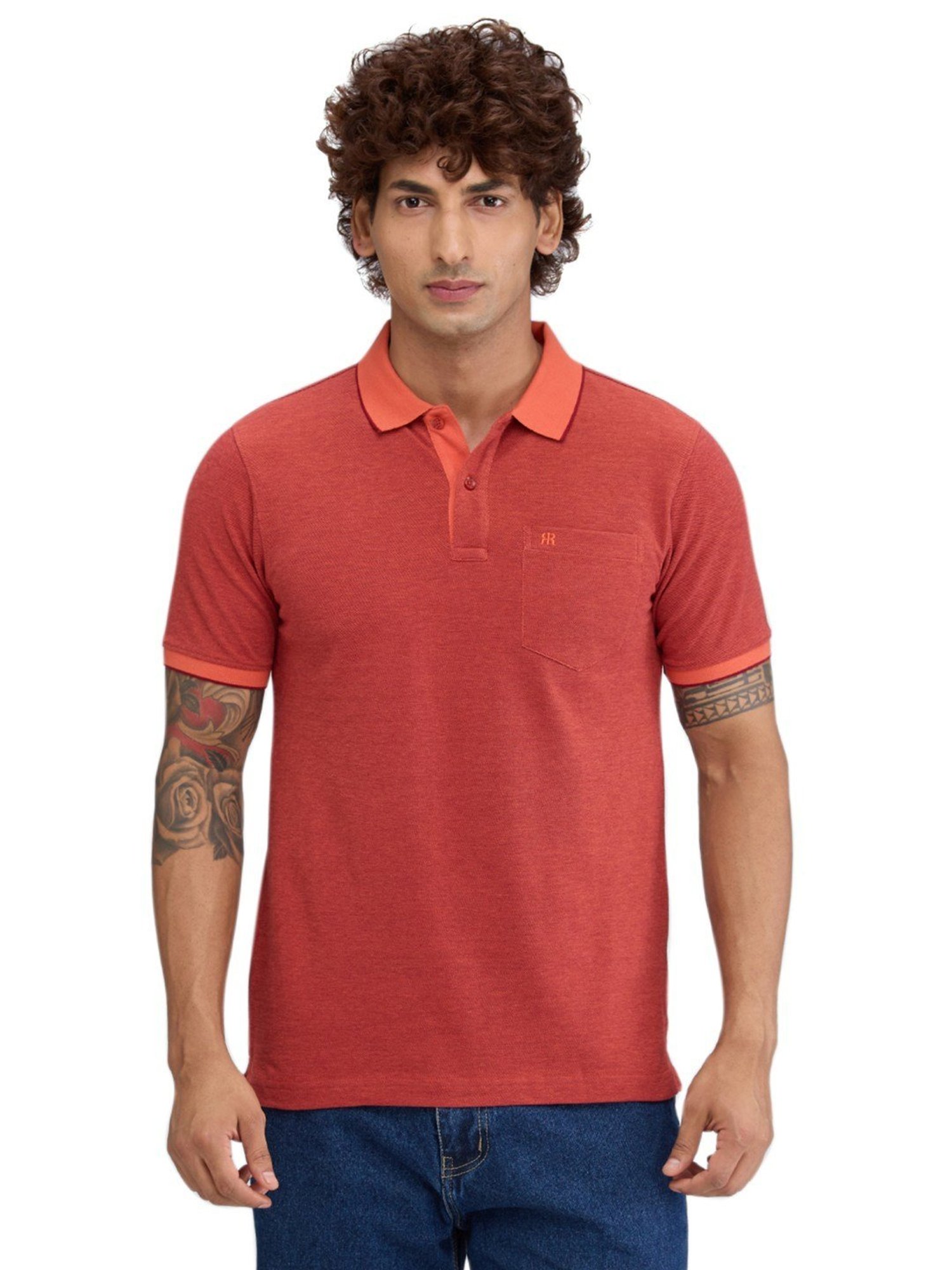 Raymond Orange Slim Fit Polo T-Shirt