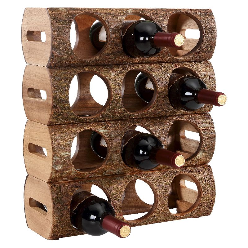 15.2" x 4.7" Stackable Three Bottle Wine Holder Acacia Wood Log Brown - Danya B.