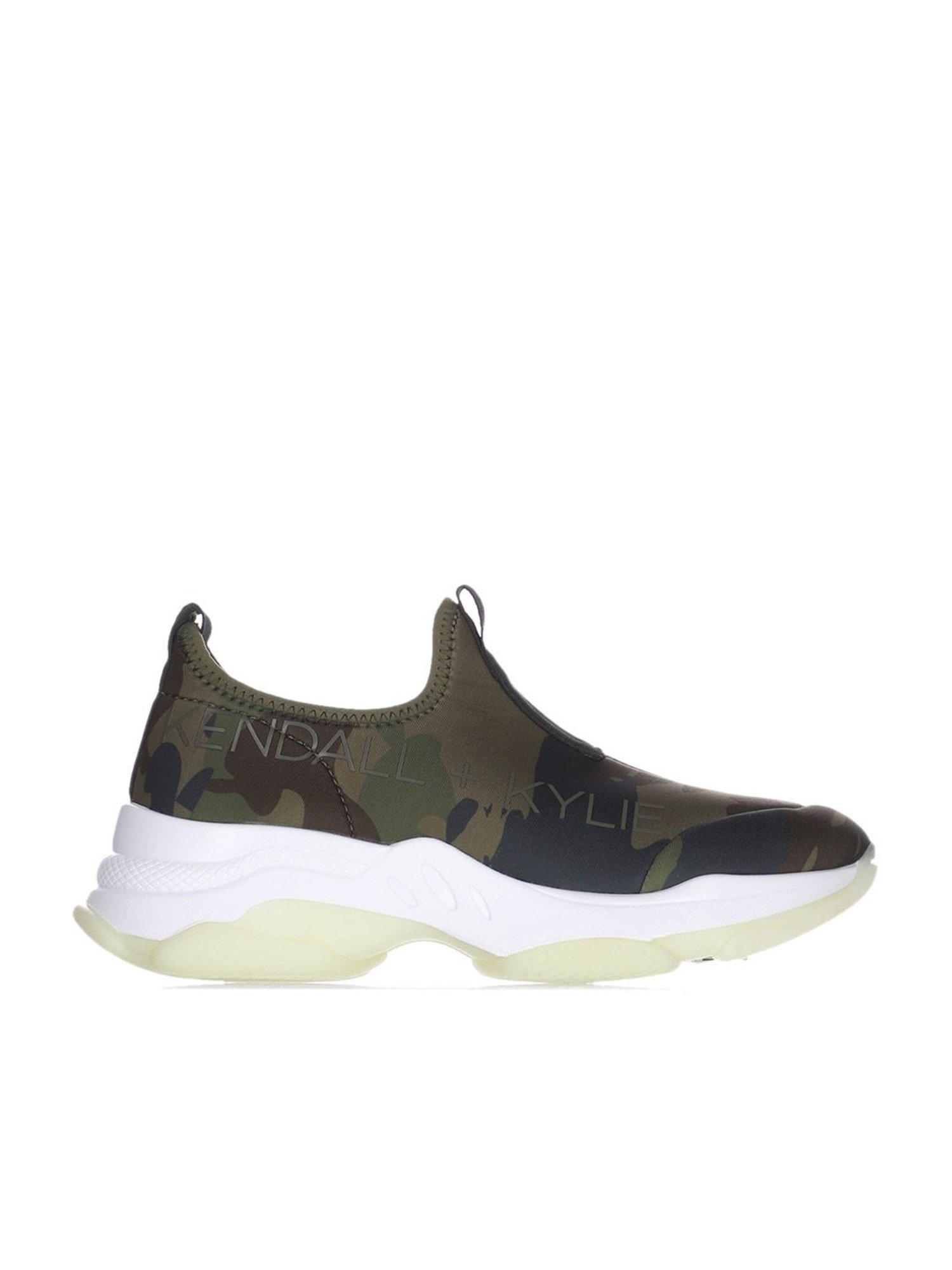 Kendall + Kylie Women's Olive Camo GILI Chunky Sole Low Top Multi Slip On Sneakers