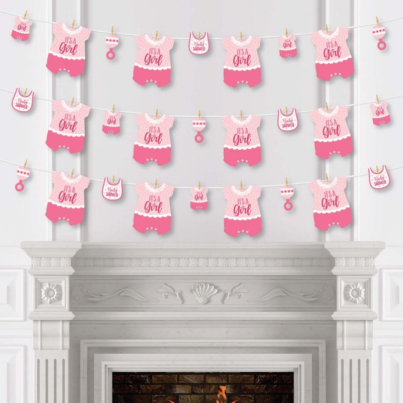 Big Dot of Happiness Hello Little One - Pink and Gold - Table Decorations - Girl Baby Shower Fold and Flare Centerpieces - 10 Count