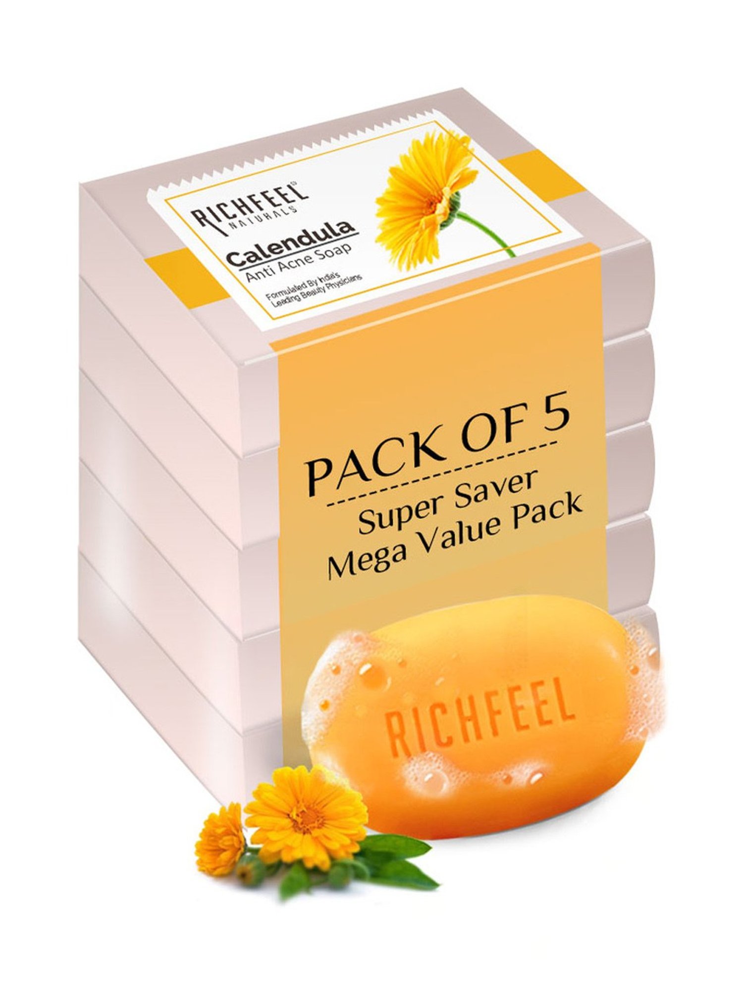 Richfeel Calendula Anti Acne Soap - Pack of 5