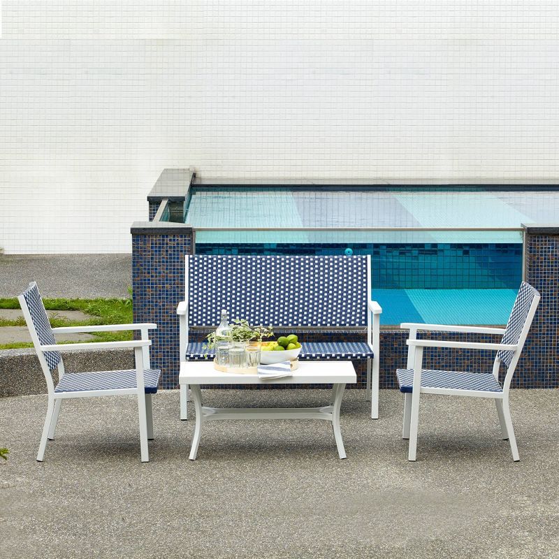 Peaktop 4pc Wicker Patio Conversation Set - Coastal - Teamson