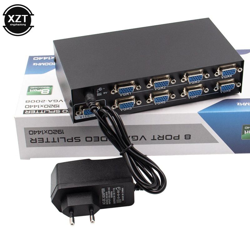 2019 Newest 8 port vga splitter 150mhz PC to 8 VGA Monitor TV Video Splitter 8Port VGA Splitter support 1600*1280