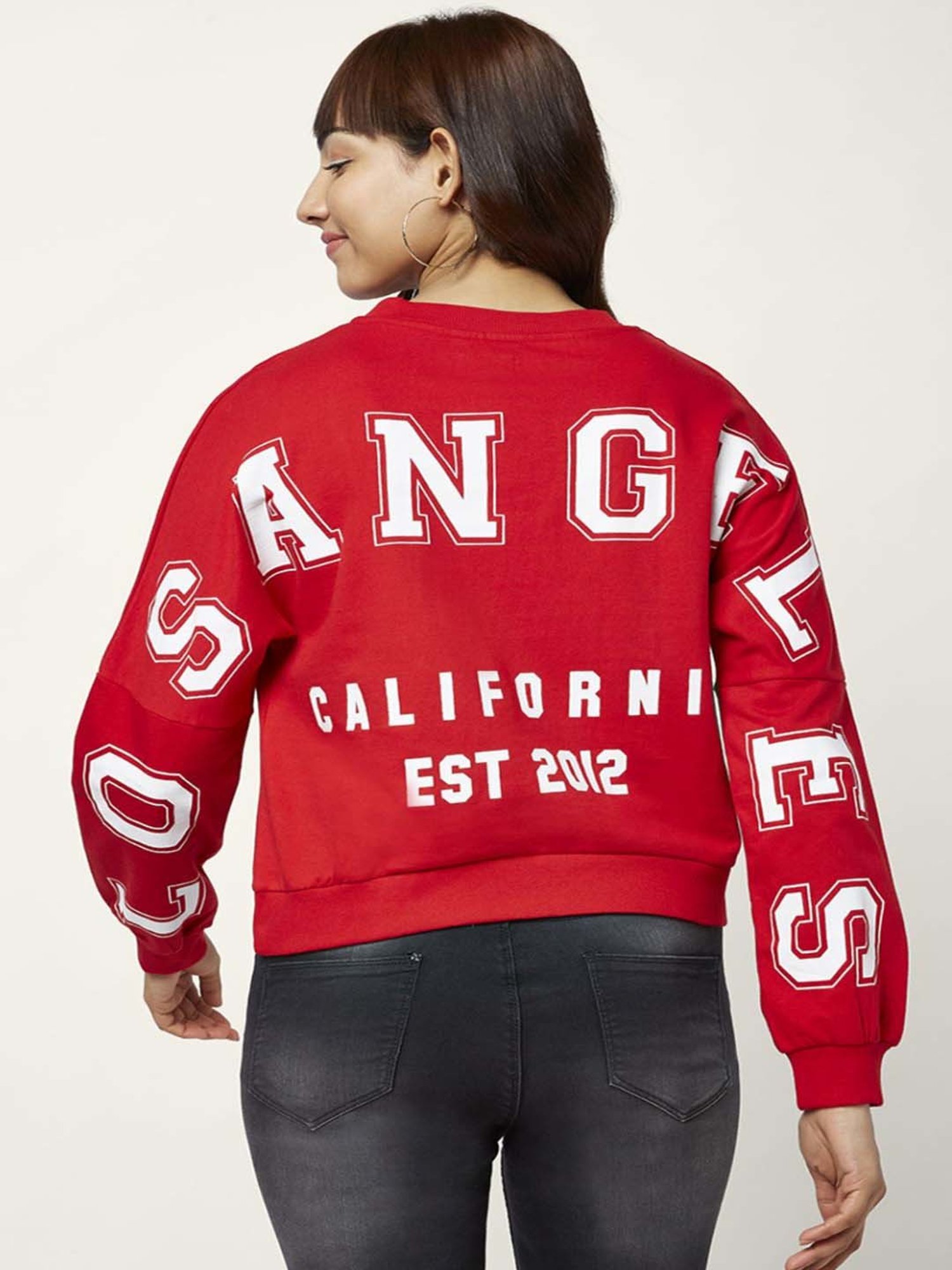 People by Pantaloons Red Printed Sweatshirt