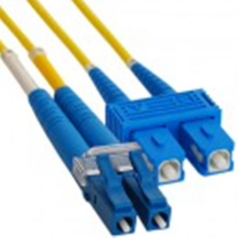 LC-SC Fiber Optic Patch Cord, Duplex, Singlemode (OS1), Yellow, 4 Meters