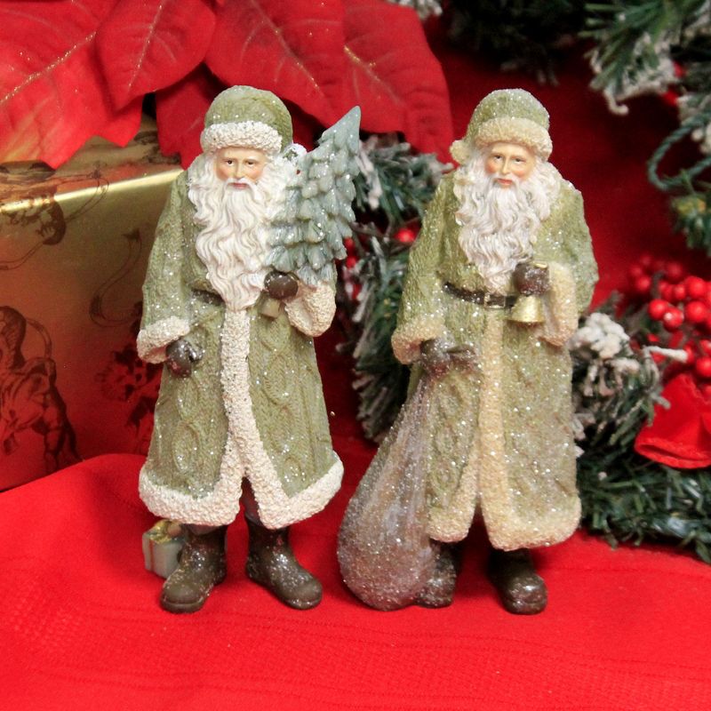 Christmas 6.75" Santa Set With Tree / Bag Woodland Bell  -  Decorative Figurines
