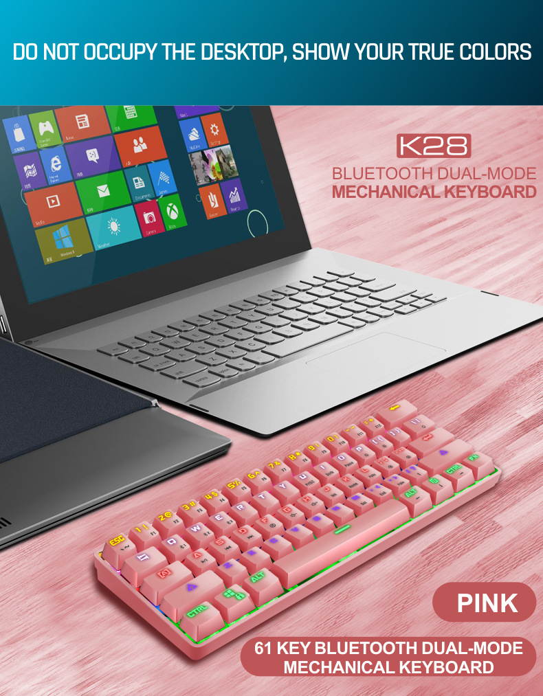 LEAVEN 61-key wired/wireless dual-mode bluetooth mechanical keyboard tablet phone mechanical bluetooth keyboard