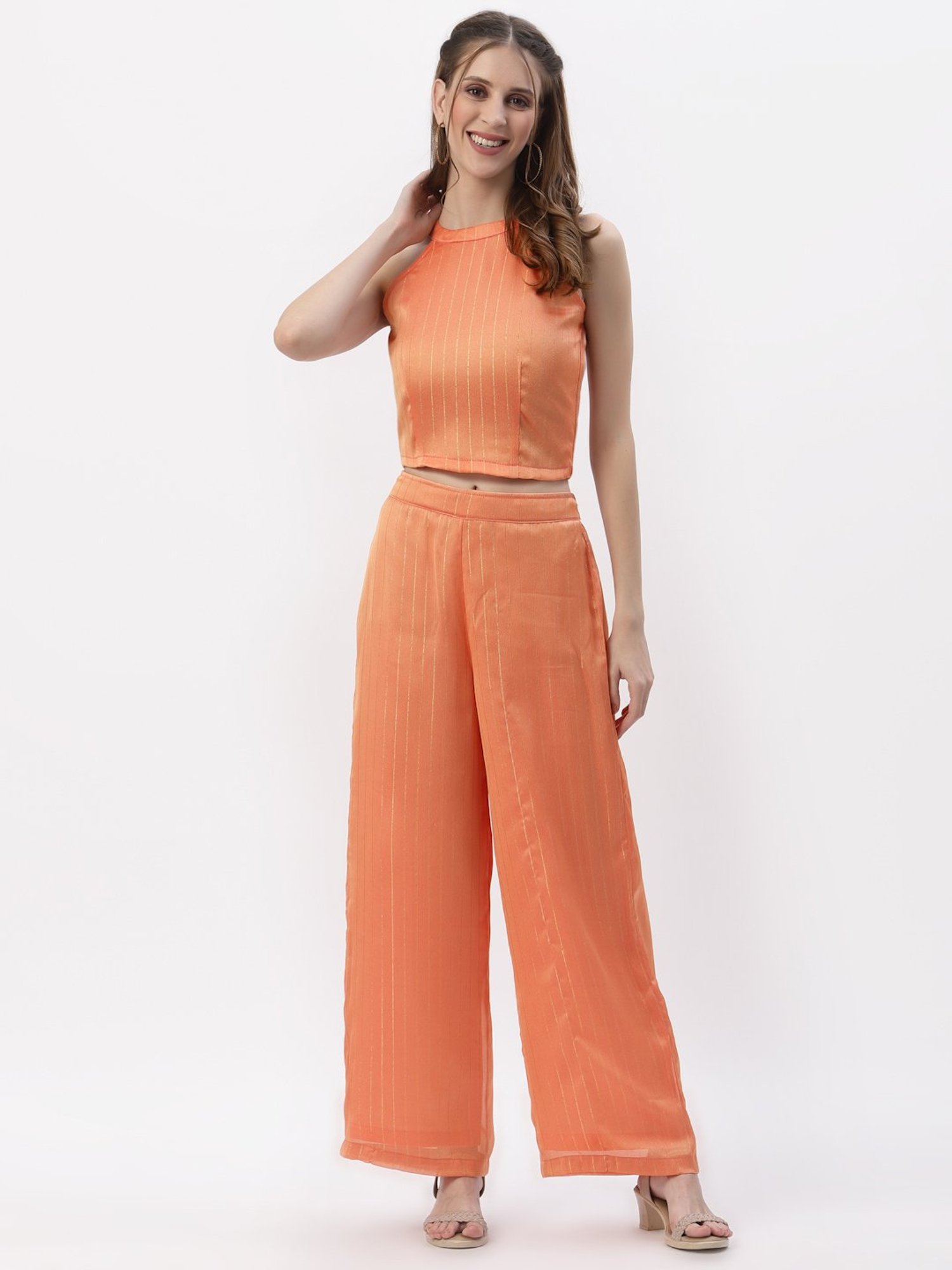 studiorasa Orange Striped Top Palazzo Set
