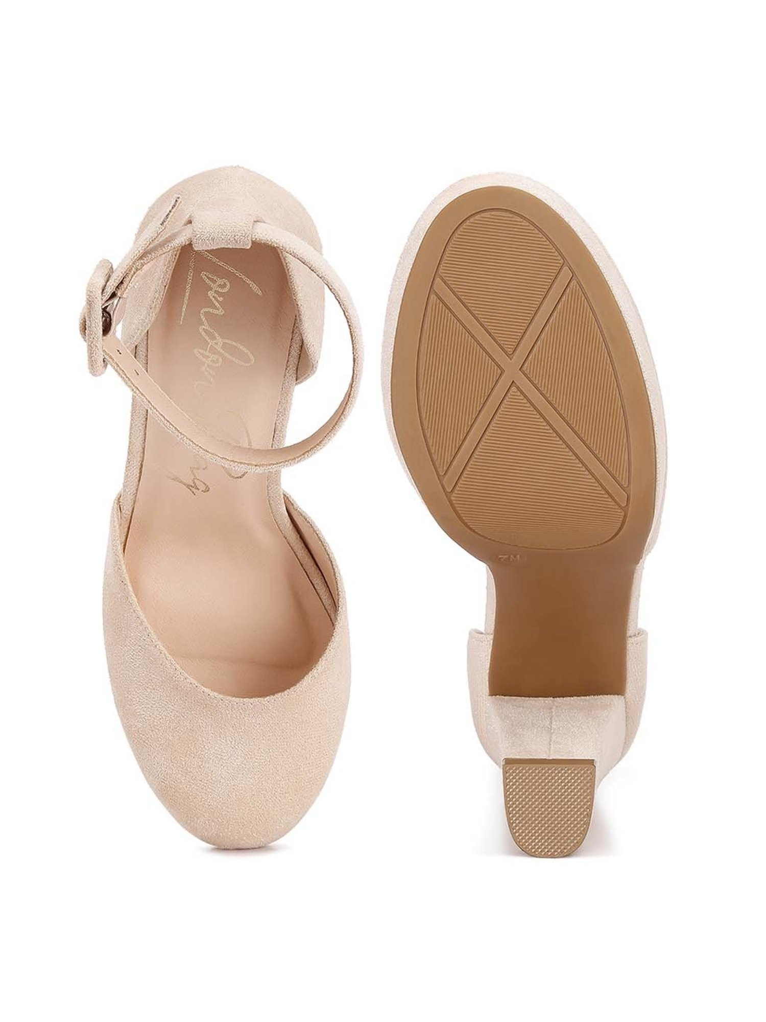 London Rag Women's Beige Ankle Strap Sandals