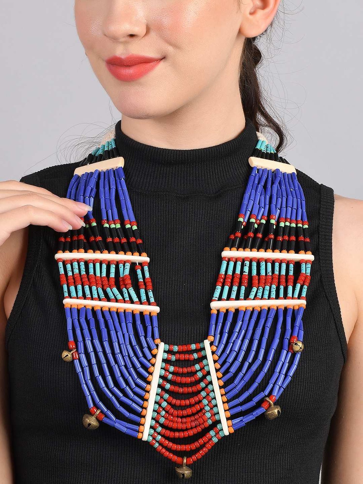 Imli Street Multicolor Vintage Naga Beaded Tribal Necklace