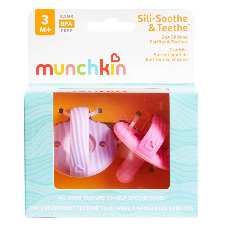 Munchkin Sili-Soothe & Teethe - Silicone Pacifier and Teether Colors may Vary - 2pk