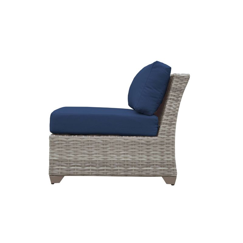 Nolin 7pc Sectional Weathered Brown Frame Sunbrella Spectrum Denim Fabric - La-Z-Boy