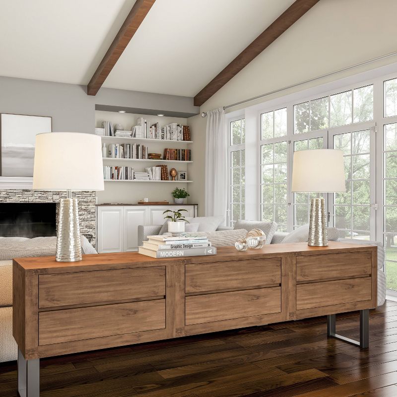 Table Lamps-Set of 2 Hammered Flared Drum Lights (Includes LED Light Bulb)