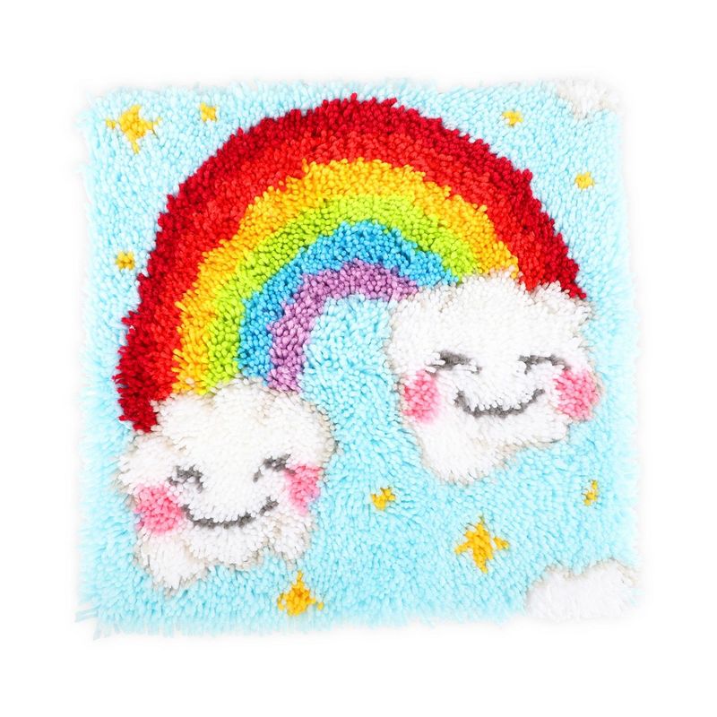 Bright Creations Rainbow Latch Hook Kit for Kids Beginners, Printed Canvas, Arts and Crafts