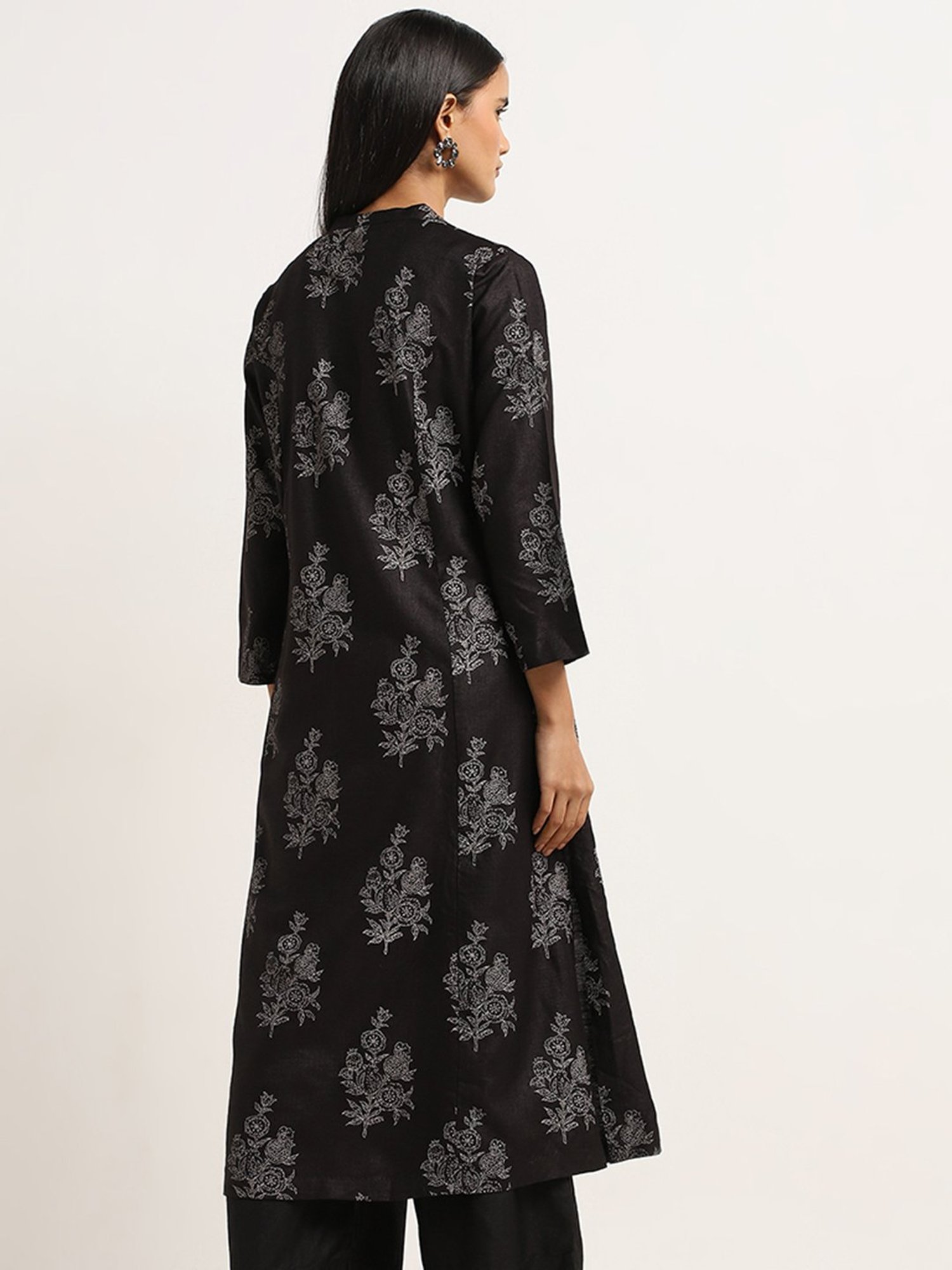 Zuba by Westside Black Anar Printed A-Line Kurta